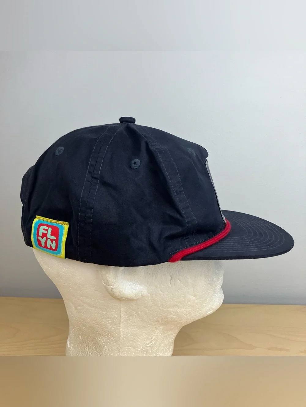 FLYN Snapback Rope Trucker Hat Navy Blue Pig Patch Logo